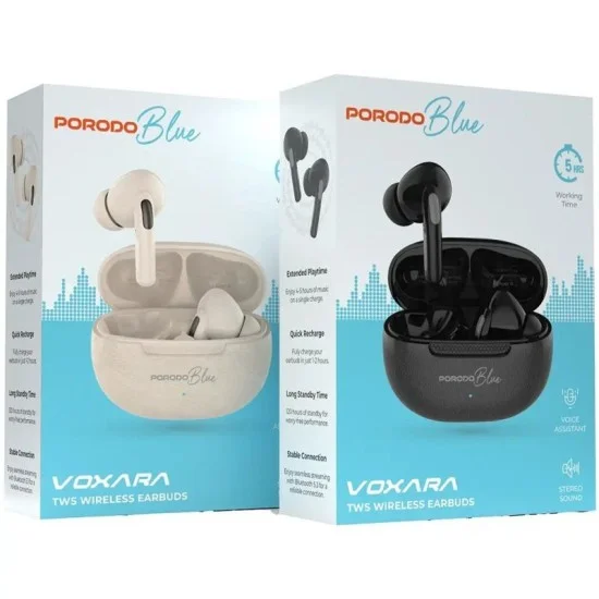 Porodo blue voxara tws wireless earbuds - Black